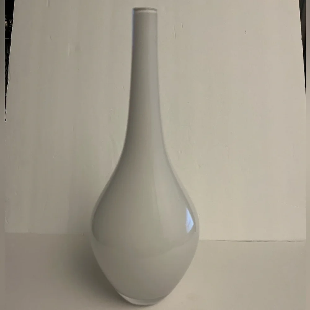 Vintage IKEA White Salong Glass Vase 12.5” Tall